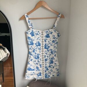 For Love and Lemons Monika Blue White Mini Dress M